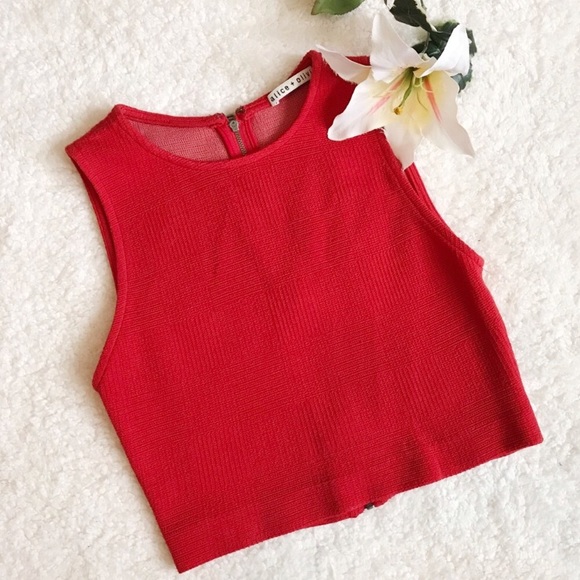 Alice + Olivia Tops - ALICE + OLIVIA Crop Top Red Textured Sleeveless